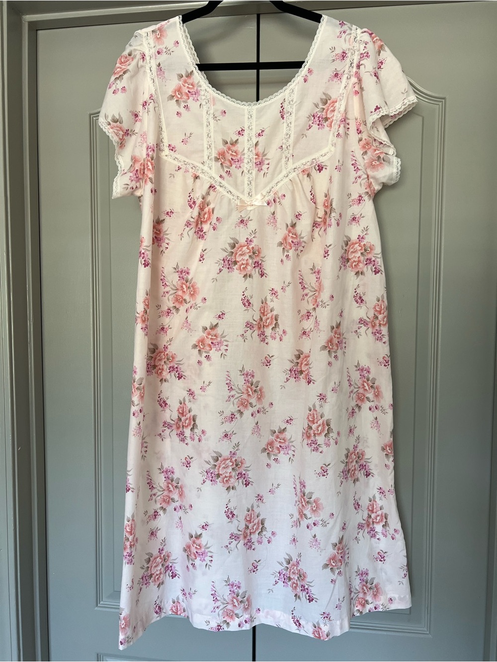 Vintage Barbizon Floral Lace Trim Nightgown 1X Cottagecore - Picture 2 of 5